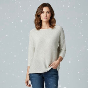 Jennifer Lopez Sweater with metallic thread off white shimmering Sz L